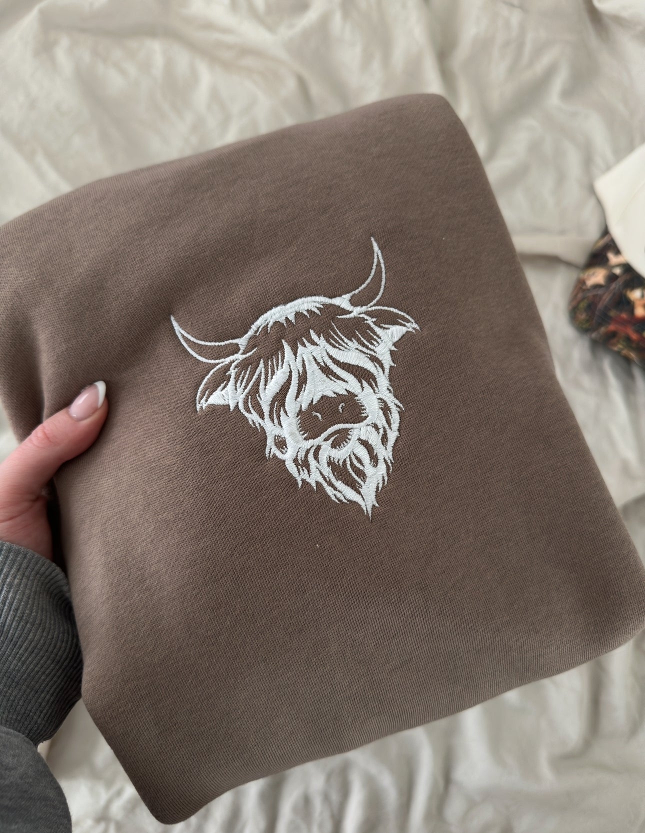 Highland Cow Embroidered Crewneck