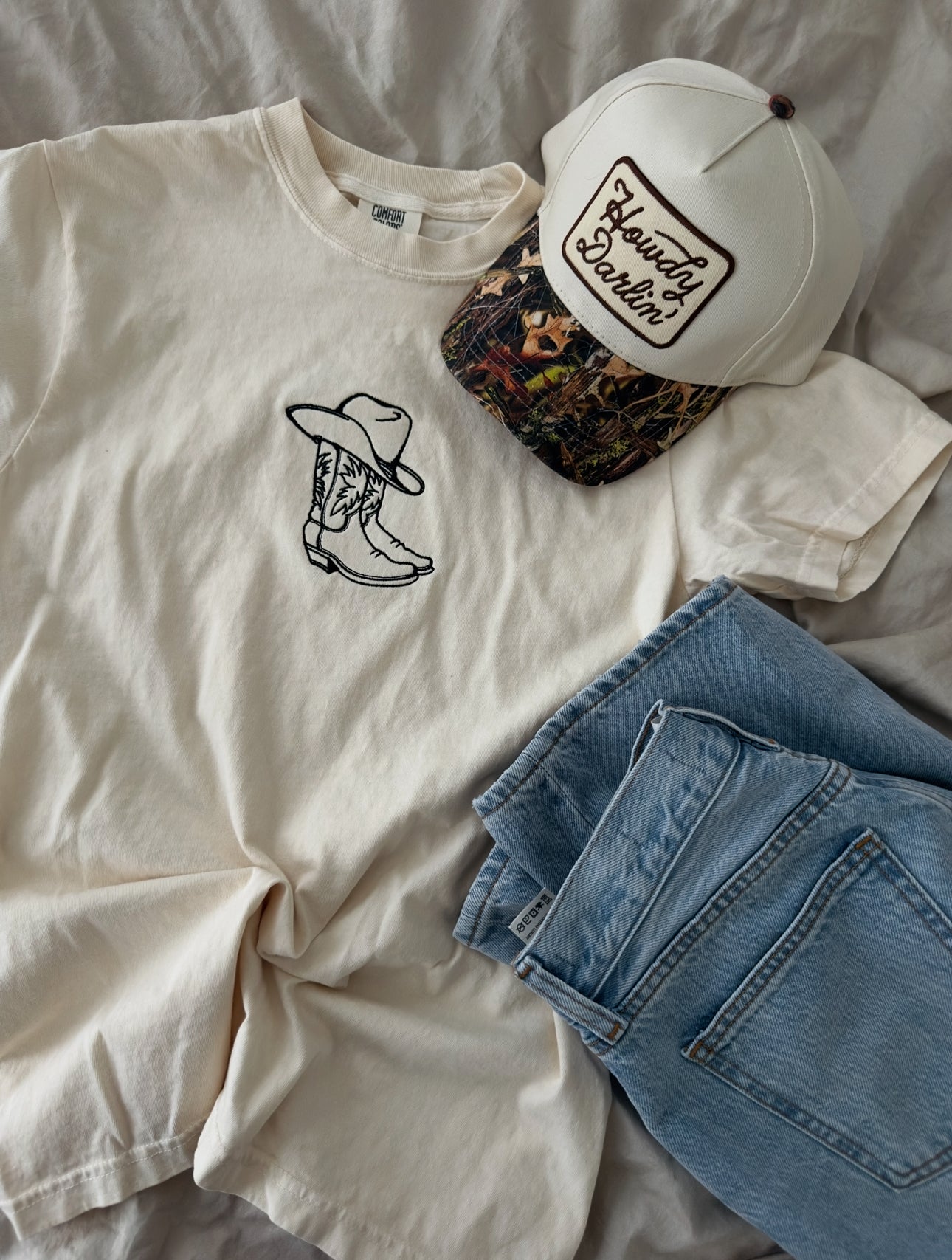 Cowboy Boots and Hat Embroidered Tee