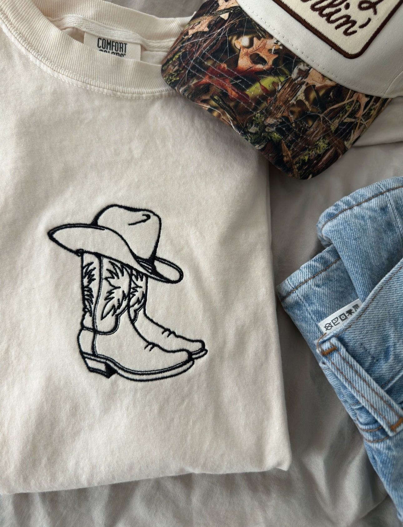 Cowboy Boots and Hat Embroidered Tee