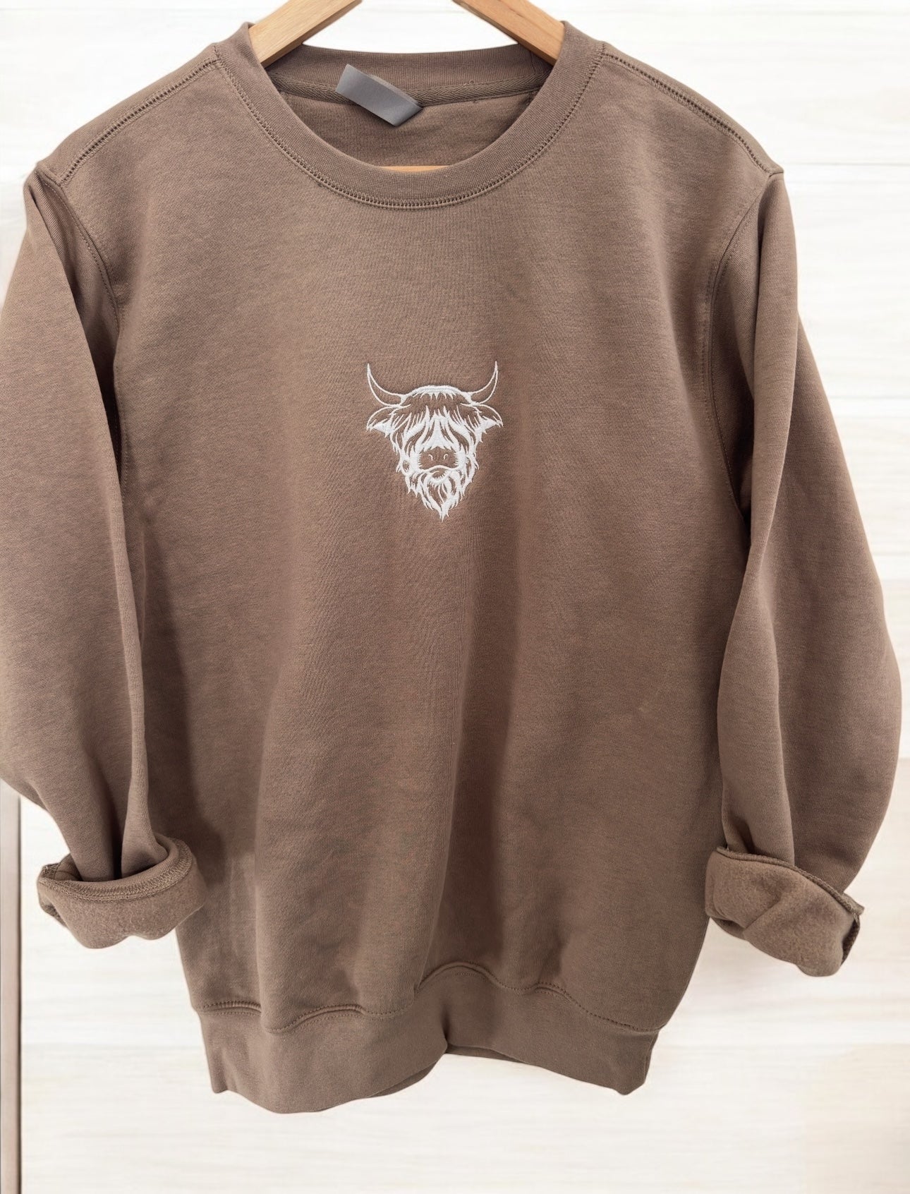 Highland Cow Embroidered Crewneck