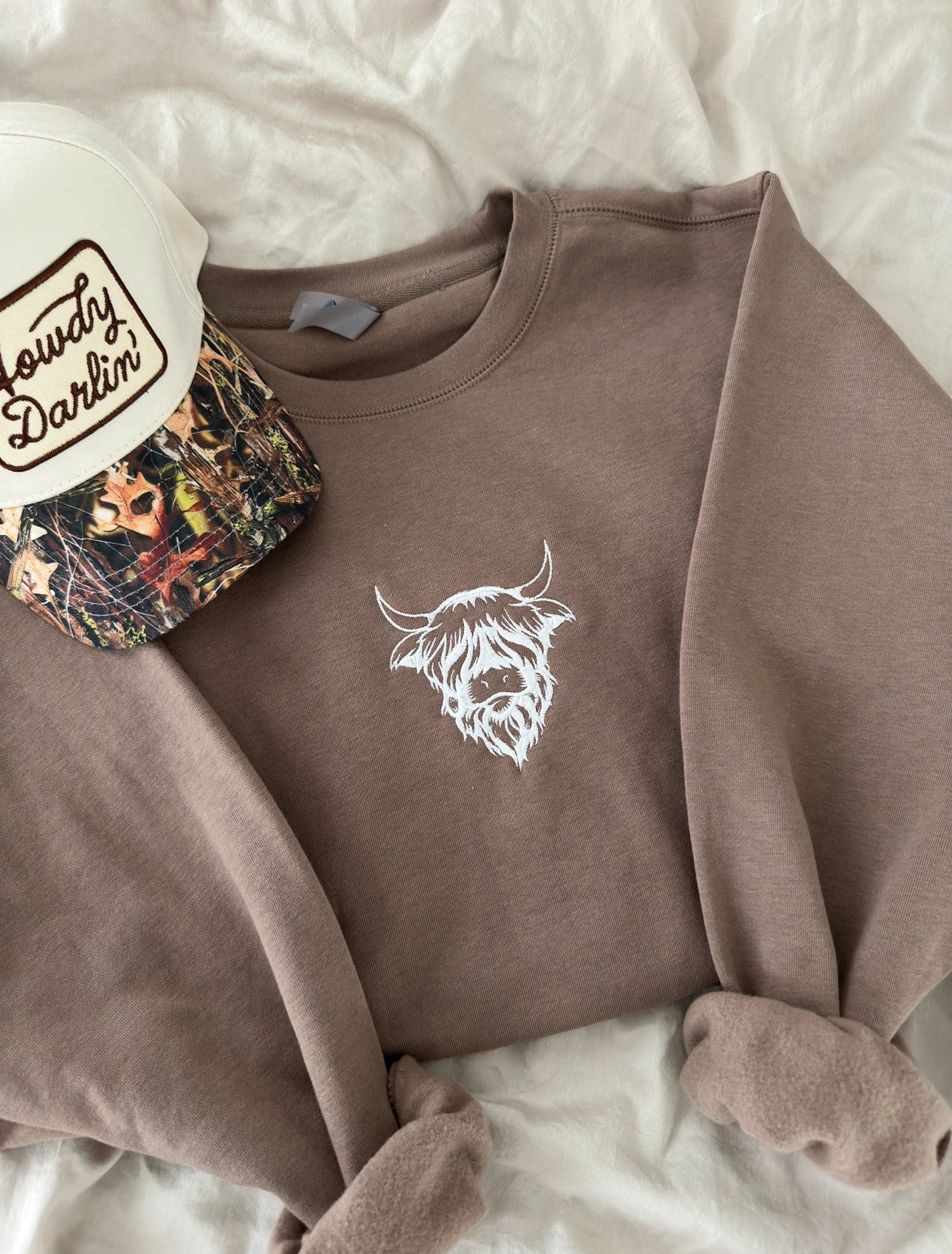 Highland Cow Embroidered Crewneck