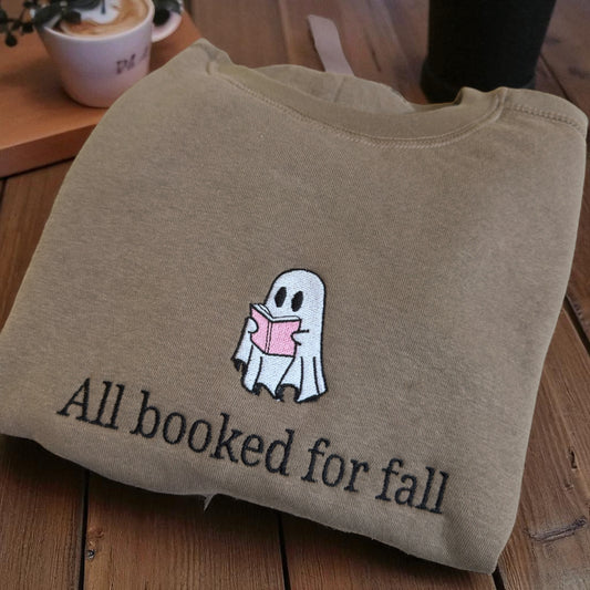 All Booked For Fall Embroidered Crewneck