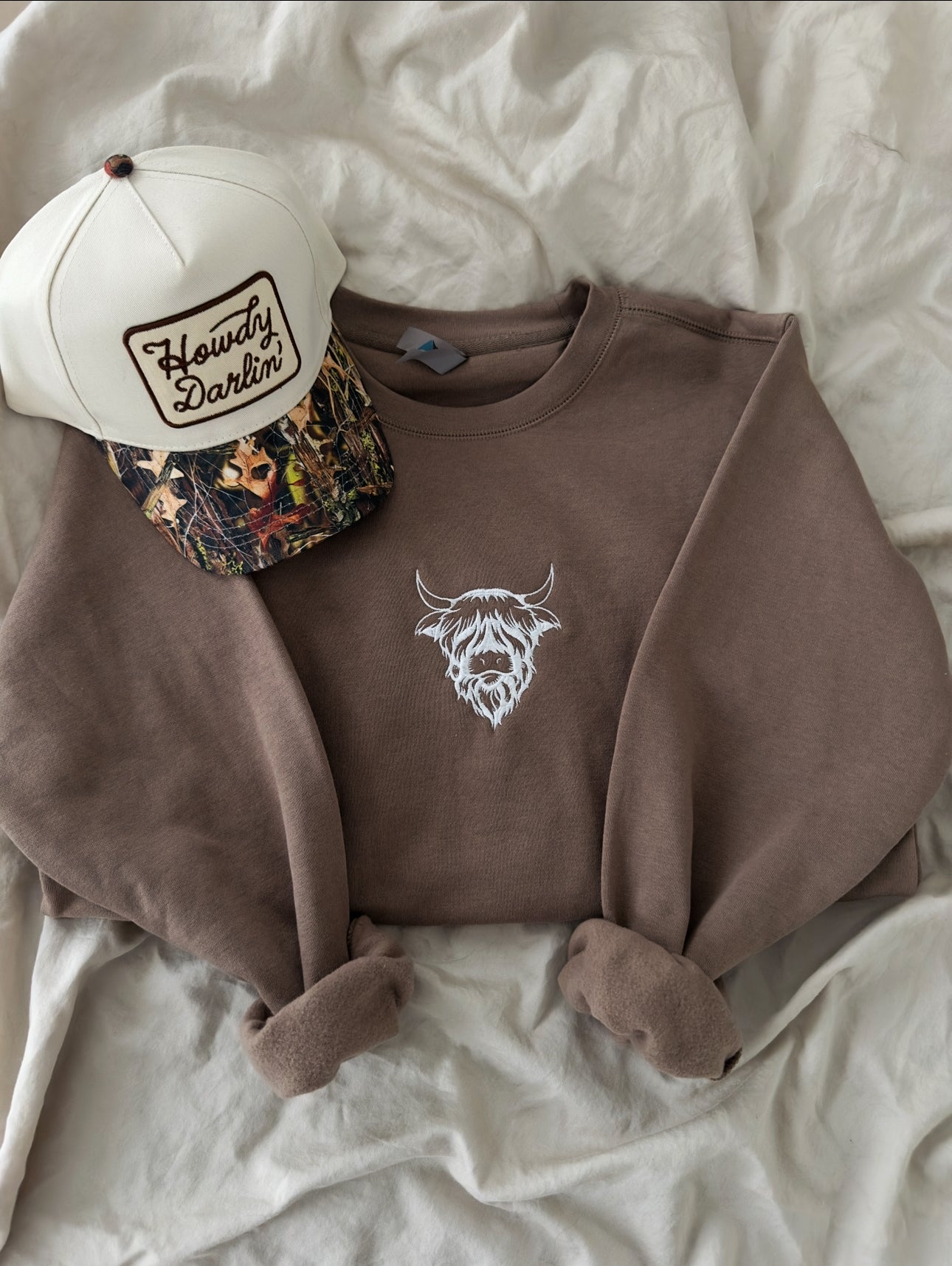 Highland Cow Embroidered Crewneck