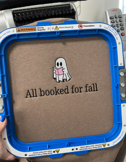 All Booked For Fall Embroidered Crewneck