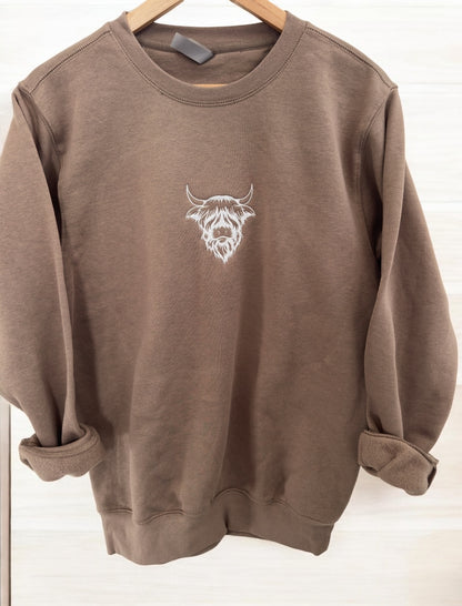 Highland Cow Embroidered Crewneck