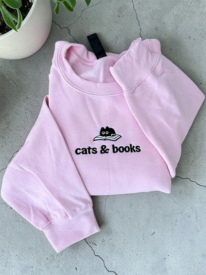 Embroidery Cats and Books