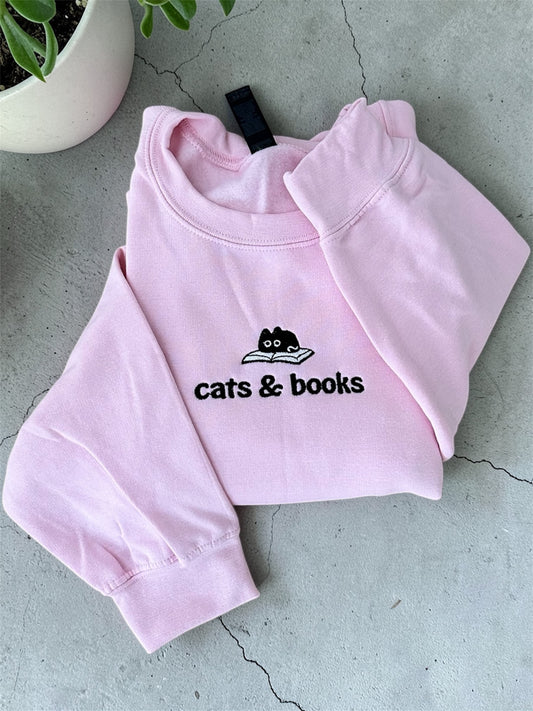 Embroidery Cats and Books